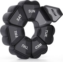 Large Weekly Pill Organizer, Pill Box 7 Day, KAPENS Daily Vitamin Case Large Capacity Compartments, Pill Containers for Fish Oil Medicine Supplements, Black
