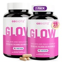 GOBIOTIX Hair, Skin & Nails Vitamins for Women — 10,000mcg Biotin, Hyaluronic Acid & MSM — 28 Vitamins with Folate & Iron — Supports Hair & Nail Growth — 2-Pack, 180 Capsules