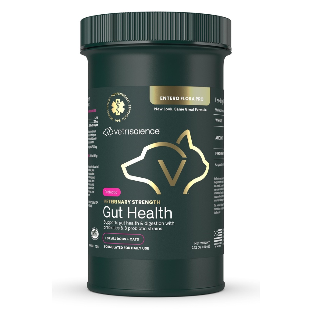 VetriScience Veterinary Strength Gut Health Powder - Gut Health Supplement for Pets - Immunity Support - Pet-Friendly Probiotic Powder - Tasteless & Odorless - 60 Servings