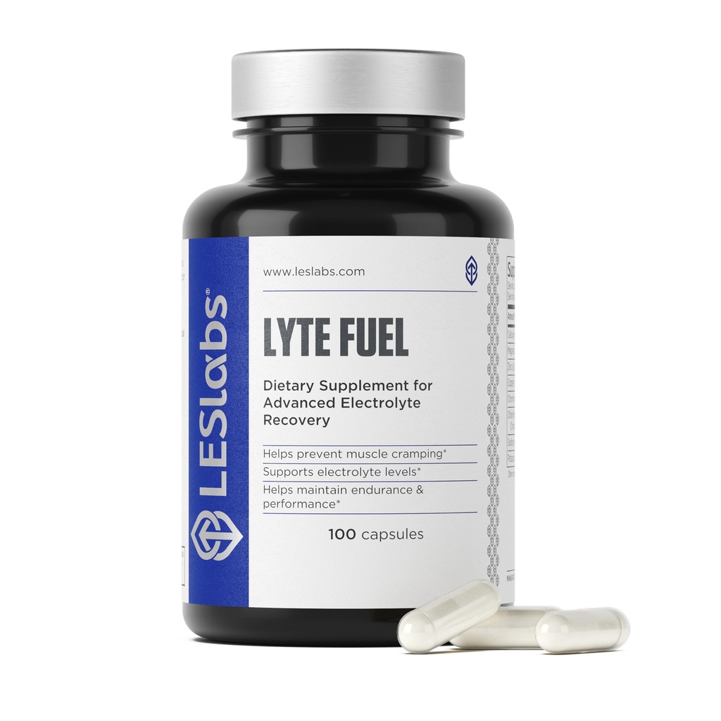 LES Labs Lyte Fuel – Electrolyte Replacement, Endurance, Performance, Muscle Cramping & Keto Support – Magnesium, Zinc, Potassium & Chromium – Non-GMO Supplement – 100 Capsules