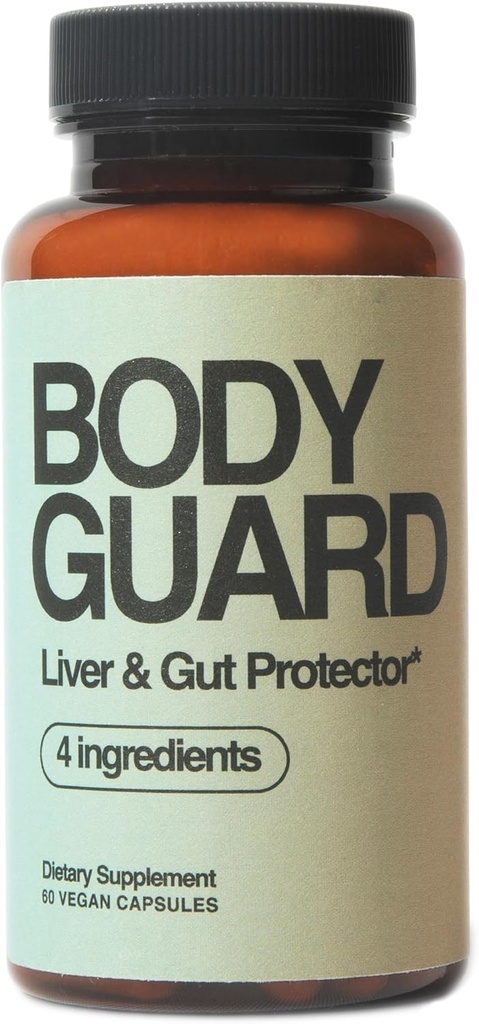 Bodyguard Liver Detox & Gut Health, Setria® Liposmal Glutathione 250mg, Master Antioxidant, Post-Celebration Formula, Red Flush Support, Vegan, Gluten Free, Made in USA, 4 Ingredients, 60 Capsules