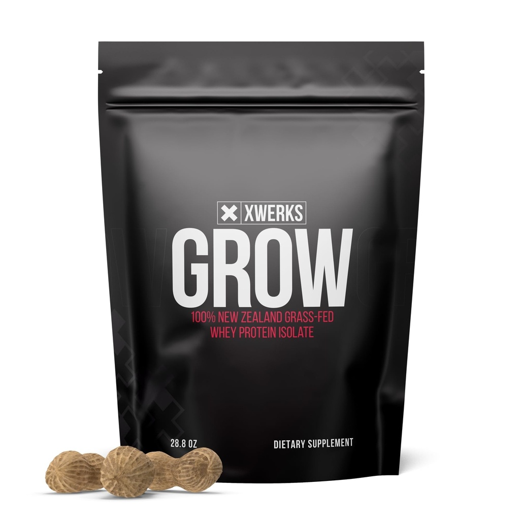 XWERKS Grow Whey Protein Powder, 25g Pure Isolate Protein from New Zealand Grass Fed Cows, Builds Strength and Speeds Recovery, Paleo and Keto Friendly, Soy and Gluten Free, Peanut Butter, 30 Servings