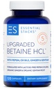 Essential Stacks Betaine HCL with Pepsin, Ox Bile, Organic Gentian & Ginger - Betaine Hydrochloride Supplement w Digestive Enzymes, Bile & Bitters - Gluten, Dairy & Soy Free (120 Capsules)
