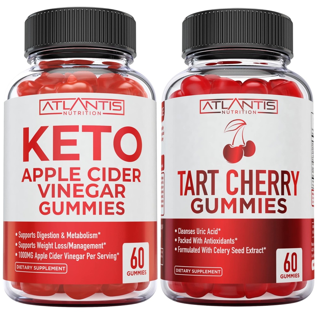 60 Keto Apple Cider Vinegar Gummies Advanced Weight Loss + 60 Tart Cherry Gummies with Celery Seed Extract