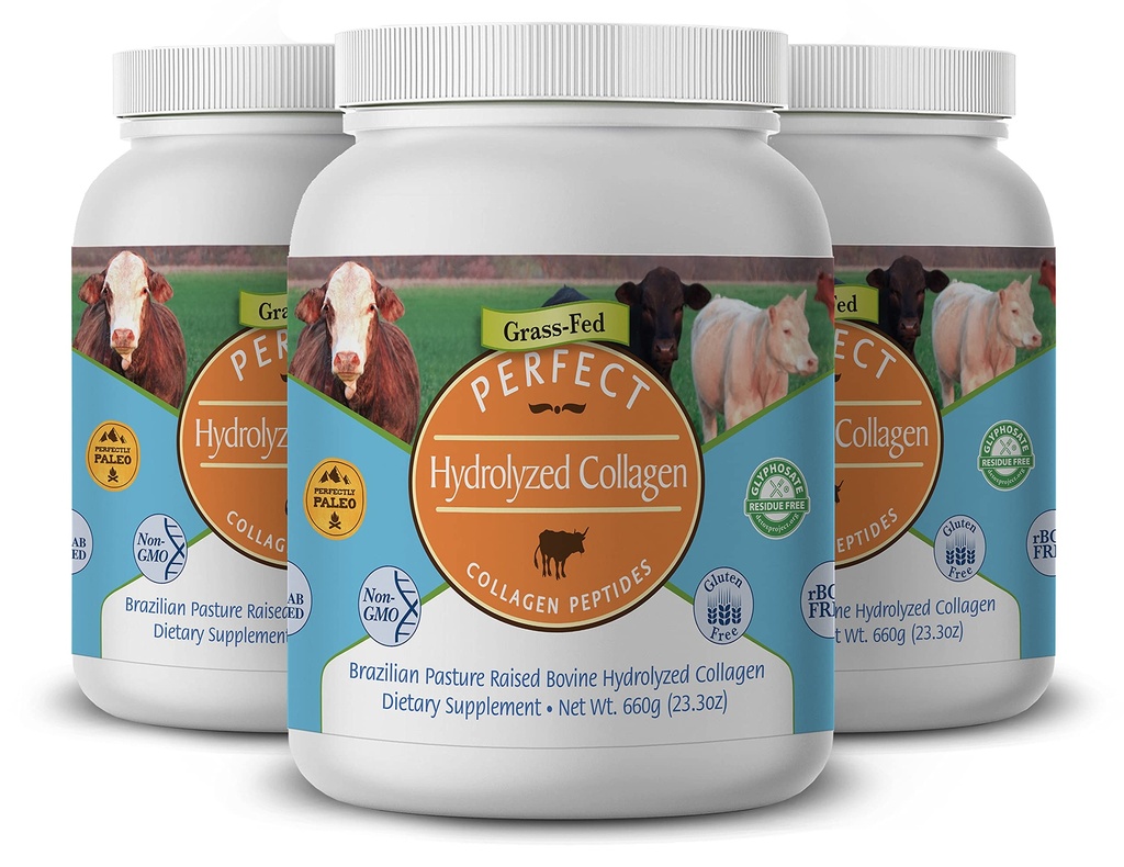 Perfect Supplements – Perfect Hydrolyzed Collagen Powder – 660g – All Natural Collagen - Promotes Healthy Skin – 3 Pack
