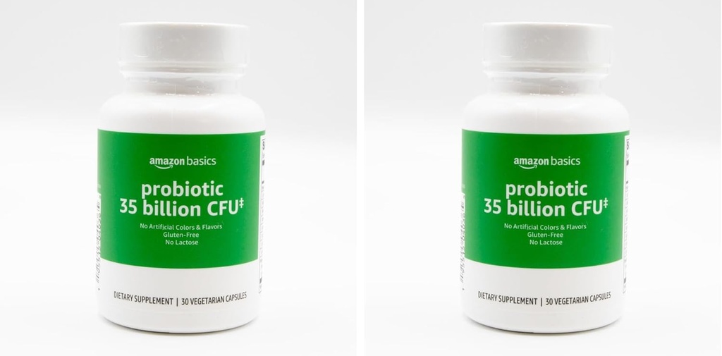   Basics Probiotic 35 Billion CFU, 8 Probiotic Strains with Prebiotic Blend, Supports Healthy Digestion, 30 Vegetarian Capsules, 1 Month Supply 30 Count (Pack of 2) (Previously Solimo)