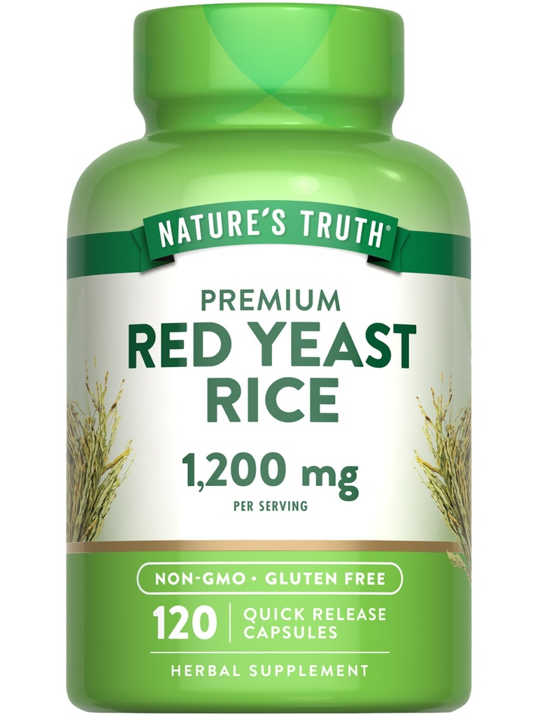 Nature's Truth Red Yeast Rice Herbal Supplement | 1200 mg | 120 Capsules | Non-GMO & Gluten Free Supplement