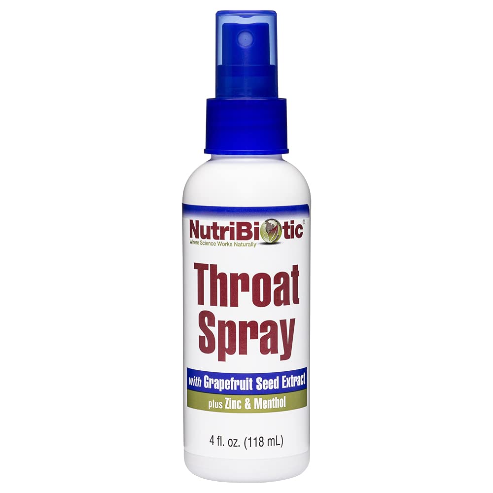 NutriBiotic – Throat Spray with GSE, 4 Fl. Oz | Gentle and Soothing Sore Throat Support with Grapefruit Seed Extract, Zinc & Menthol | Alcohol Free & Non-Medicated