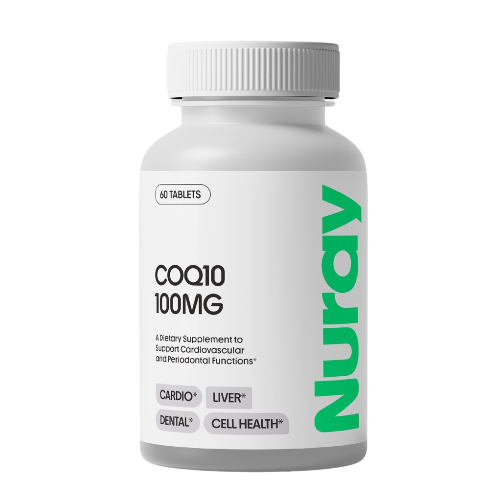 Nuray COQ10 100mg and Vitamin E Chewable Tablets - Quick Dissolving Orange Flavored Energy Supplements - Supports Heart Health & Liver Function - 60 Count, Vegetarian, Gluten Free
