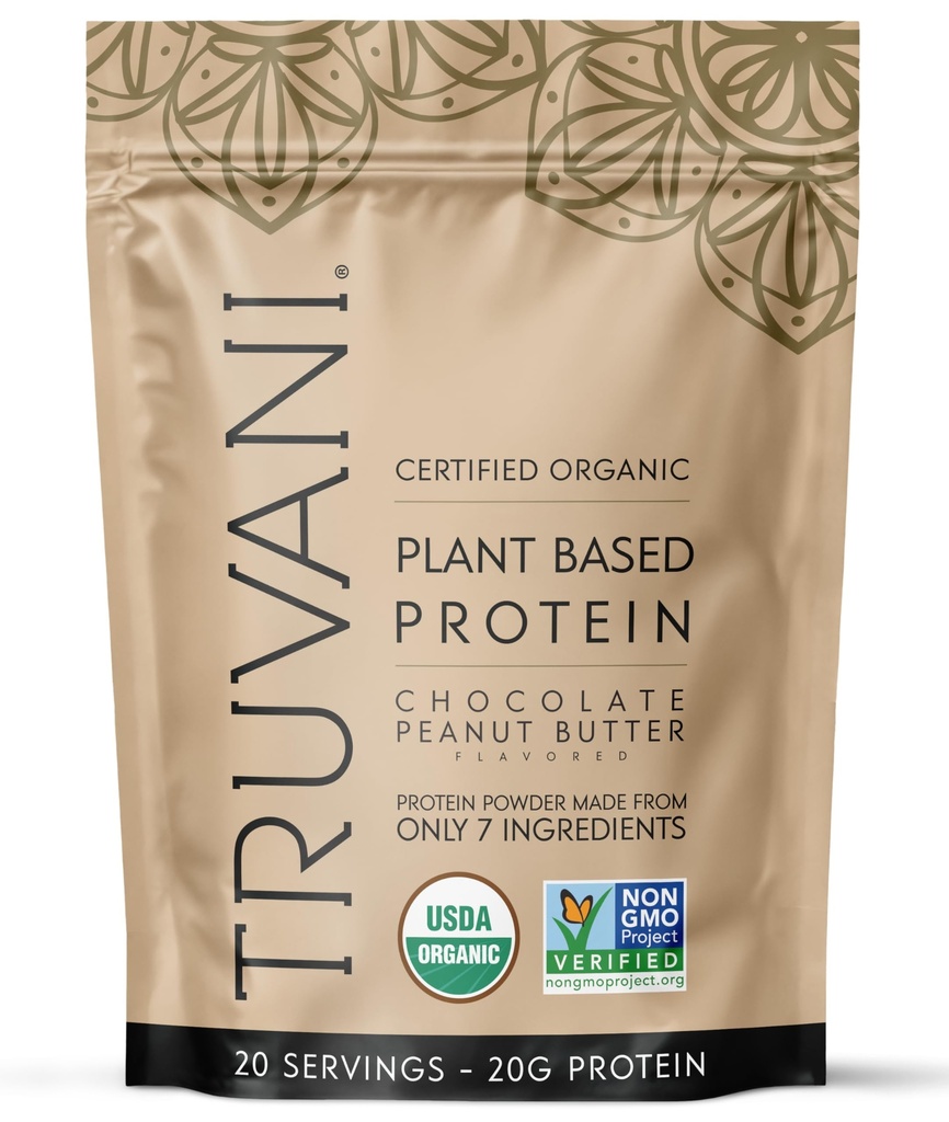 Truvani Dairy Free Protein Powder | Chocolate Peanut Butter | 20g Organic Plant Based Pea Protein | 20 Servings | Vegan, Keto, Gluten Free | Low Carb | No Added Sugar