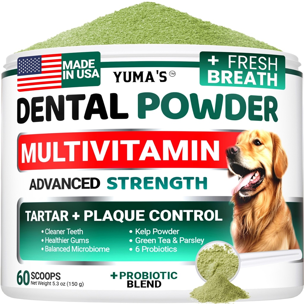 Advanced Dog Dental Powder, Breath Freshener with Multivitamin, Dog Teeth Cleaning, Bad Breath & Tartar and Plaque Off Remover for Dogs Probiotics lab co, Pet Oral Care - Vitamins and Supplements