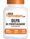 BulkSupplements.com DL-Phenylalanine Capsules - DLPA Supplement, Amino Acid Supplement - Gluten Free, 2 Capsules per Serving (500mg), 240 Capsules (Pack of 1)