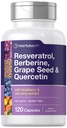 Horbäach Resveratrol Berberine Grape Seed & Quercetin | with Blueberry & Red Wine Extract | 120 Capsules | Non-GMO, Gluten Free & Vegetarian Supplement