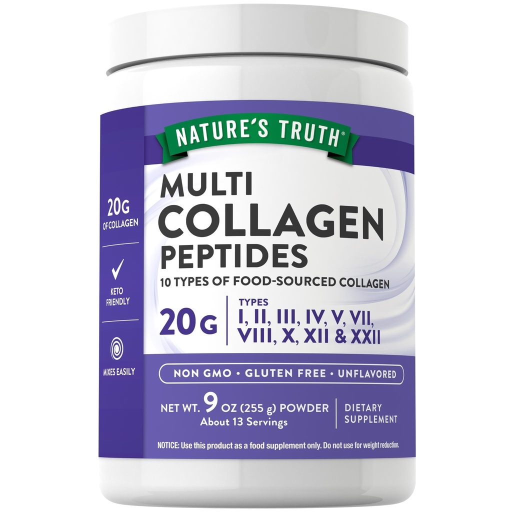 Nature's Truth Multi Collagen Peptide Complex Powder | 10 Types of Collagen | Unflavored | 9 0z | Keto Friendly, Non-GMO & Gluten Free Supplement