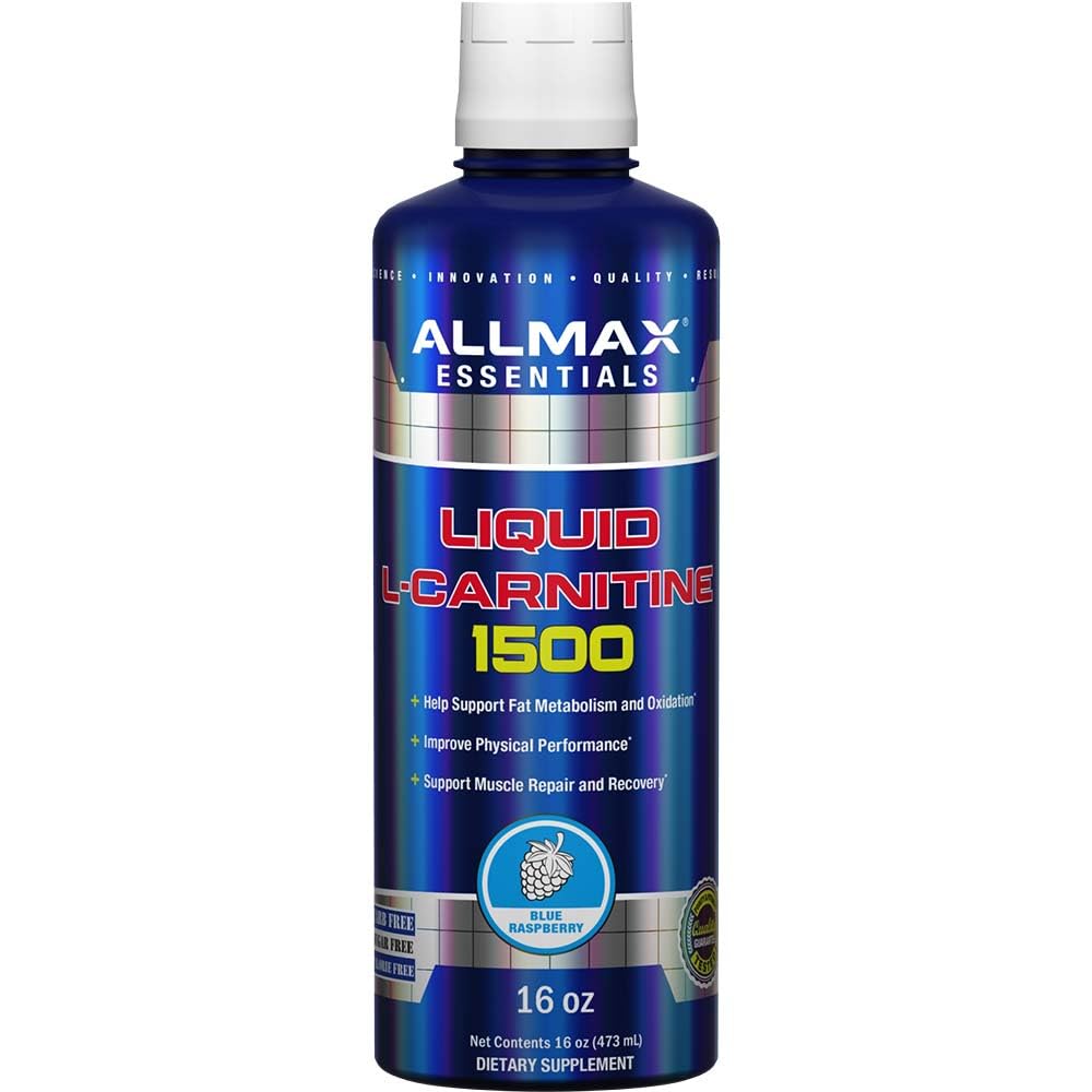 ALLMAX Nutrition Liquid L-Carnitine 1500 Miligrams, Blue Raspberry, 16 oz (473 ml)