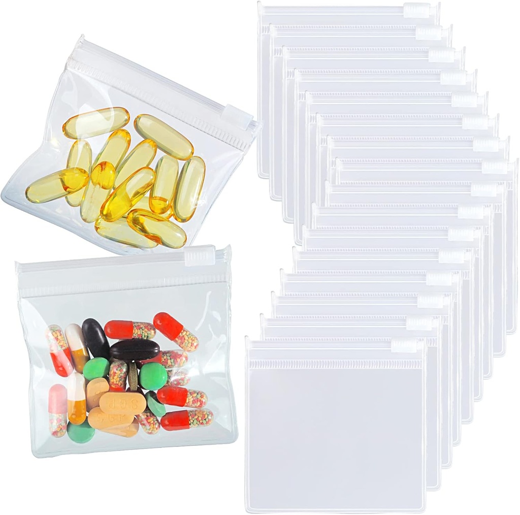 36 Packs Pill Pouch Bags BPA Free Pill Bags 12mil 3 x 2.75 Inch Transparent Small Zip Reusable Drug Bags Seal Zipper Pill Pouches for Travel Medicine Organizer, Jewelry, Small Craft Pieces