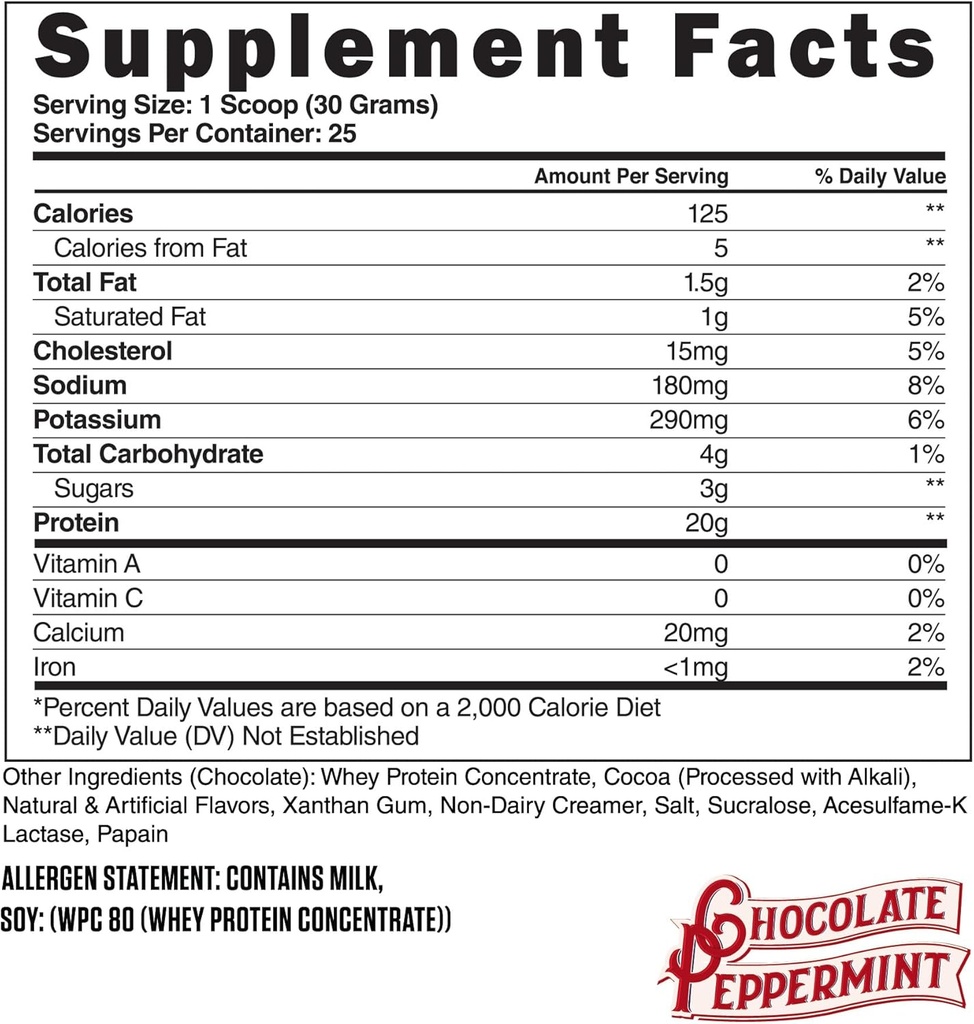 Steel Supplements Whey-Pro | 100% Pure Whey Protein Powder for Men and Women | Chocolate Peppermint | Muscle Gain & Lean Muscle Recovery | Gluten Free | 1.65 lbs | BCAA 5g | Non-GMO | 25 Servings