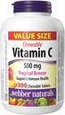 Webber Naturals Vitamin C, 300 Chewable Tropical Breeze Flavor Tablets, 500 mg of Vitamin C Per Tablet, Bones, Teeth, Immune and Antioxidant Support, Non GMO, Dairy & Gluten Free