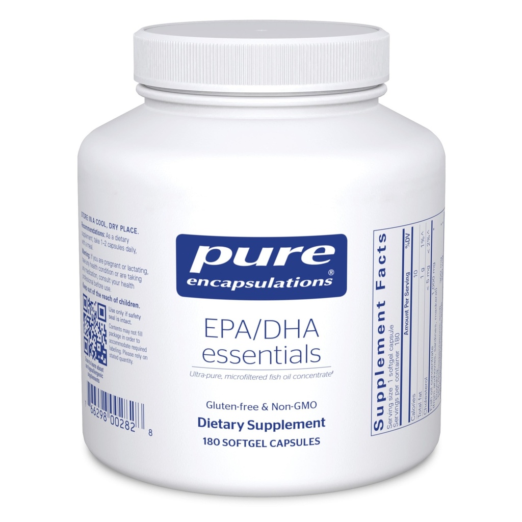 Pure Encapsulations EPA/DHA Essentials - Fish Oil Concentrate Supplement to Support Cardiovascular Health - Premium EPA & DHA Supplement with Omega 3 - 180 Softgel Capsules
