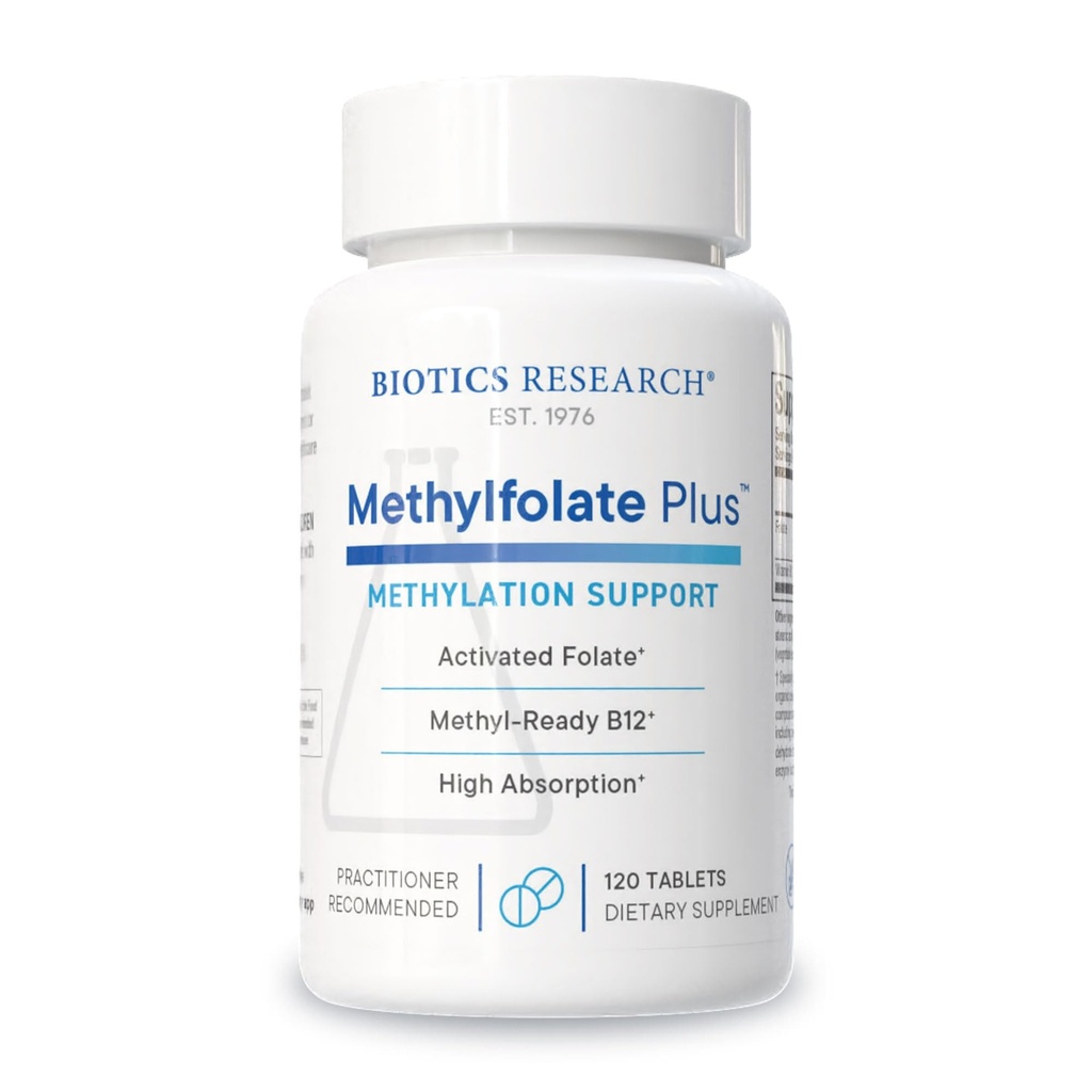 Biotics Research METHYLFOLATE Plus™ Methylfolate, Bioactive Folate + B12, Supports Cardiovascular Health, Fetal Development, Nerve Health, Methylation Support, Homocysteine Levels. 120 Tablets
