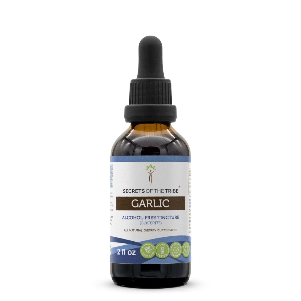Secrets of the Tribe Garlic Tincture Alcohol-Free Liquid Extract, Garlic Dried Bulb (2 FL OZ)