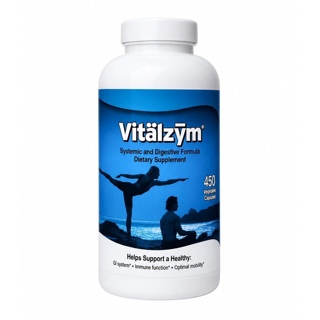 VITÄLZYM Original Proteolytic Systemic Digestive Enzyme Formula Serrapeptase Source | Immune and Joint Support Increase Blood Flow Cardio Function | Healthy Men Women (450 Capsules)