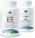 Earth's Splendor Energy & Immune Support – Vitamin B12 & Vitamin C with Rose HIPS, Gluten-Free, No Artificial Colors or Flavors, Supports Energy Metabolism & Antioxidant Health for Men & Women