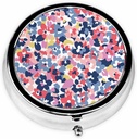 IBILIU Medicine Pill Case Watercolor Floral Colorful Scatter Flowers Portable Pill Box for Pocket Metal Medicine Vitamin Organizer 3 Compartment
