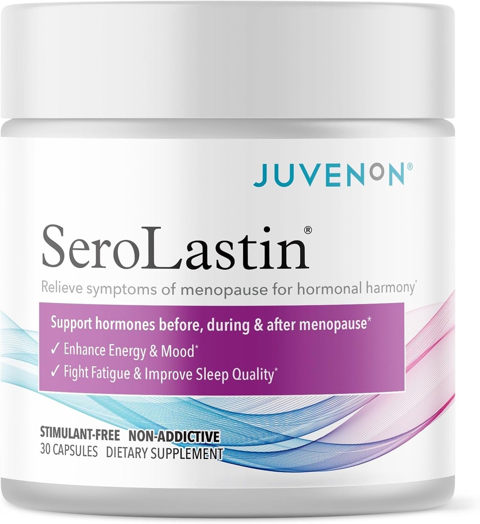 Juvenon Menopause Supplements for Women Mood Support, Hot Flashes Relief, Peri-Menopausal Support, Hormone Balance, Promote Calm, Energy, Clarity, Sleep, Natural Herbal Supplement, (30 Capsules)