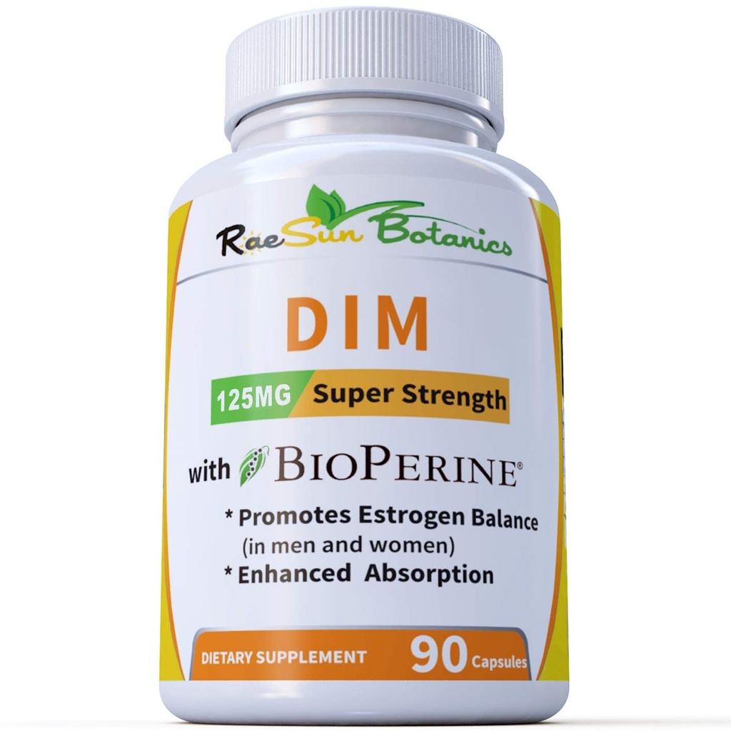 DIM Supplement 125mg - DIM Diindolylmethane Plus BioPerine 90-Day Supply of DIM for Estrogen Balance, Hormone Menopause Balance, Acne Support, Hair Skin and Nails