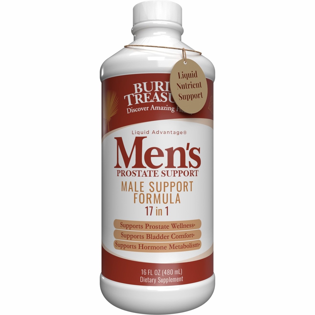 Buried Treasure Men’s Prostate Support Liquid – Saw Palmetto, Quercetin, Beta Sitosterol & Pumpkin Seed – Men’s Urinary Wellness Supplement – 16 oz