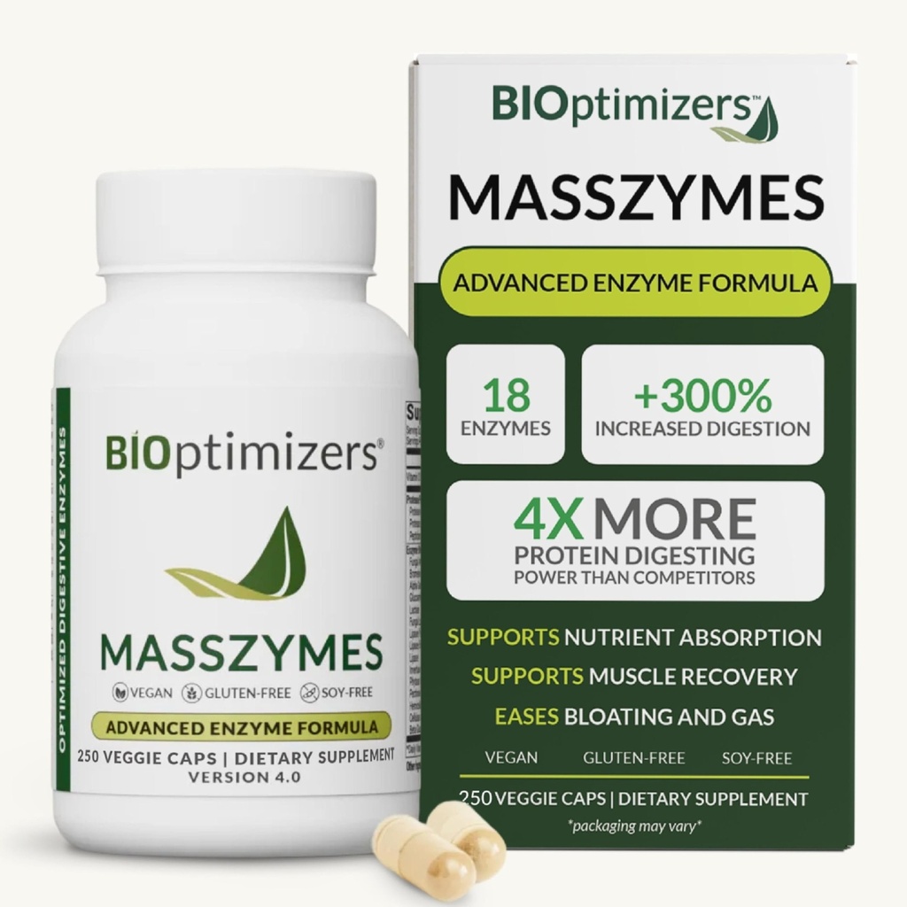 BIOptimizers MassZymes, Digestive Enzyme Supplement, 250 Capsules