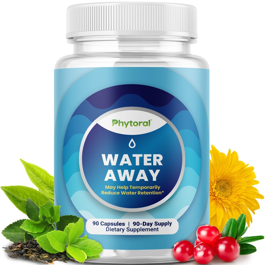 Water Retention Pills for Women & Men - Herbal Diuretic Supplements - Fluid Retention Supplement with Dandelion Leaf Extract & Green Tea for Bloating Relief - Pills for Leg & Feet Swelling - 90 Count