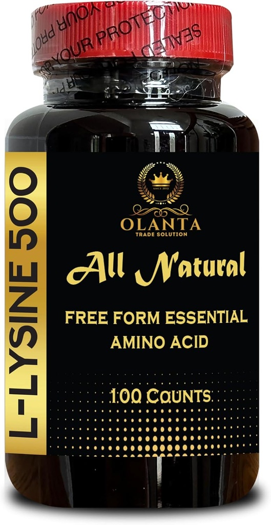 L-LYSINE Supplement Amino ACIDS - Muscle Recovery, Amino Acid Vitamin Supplement, Support Protein Synthesis, Daily lysine, Immune Support Supplement - 1 Bottle 100 Counts