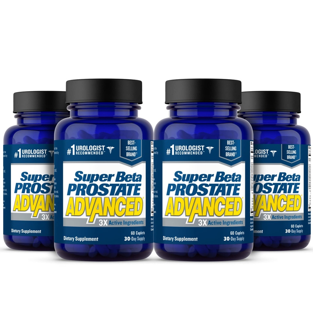 SUPER BETA PROSTATE Advanced – Promote Sleep, Support Bladder Emptying. Prostate Support Supplement for Men's Health with Beta Sitosterol, not Saw Palmetto. (240 Caplets, 4-Pack)