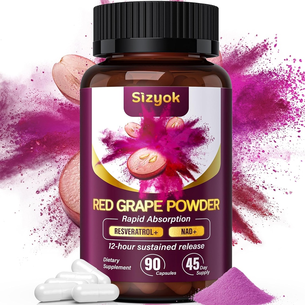 Piceid Resveratrol Supplement and NAD+ Cell Regenerator, Ultra High Purity & Bioavailable, Support Heart Health, Blood Flow, Cellular Energy Production & Metabolism, Red Grape Powder, 45 Day Supply-53