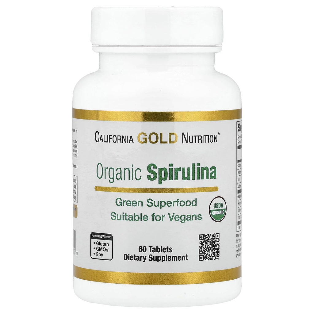 California Gold Nutrition Organic Spirulina Supplement by California Gold Nutrition, Featuring a Green Superfood with Antioxidants, Vegan Friendly, Gluten Free, Non-GMO, 500 mg,60 Tablets