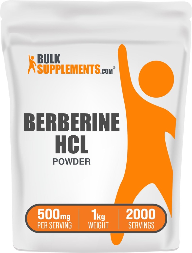 BulkSupplements.com Berberine HCl Powder - Berberine Supplement, Berberine Powder - Gluten Free, 500mg per Serving, 1kg (2.2 lbs) (Pack of 1)