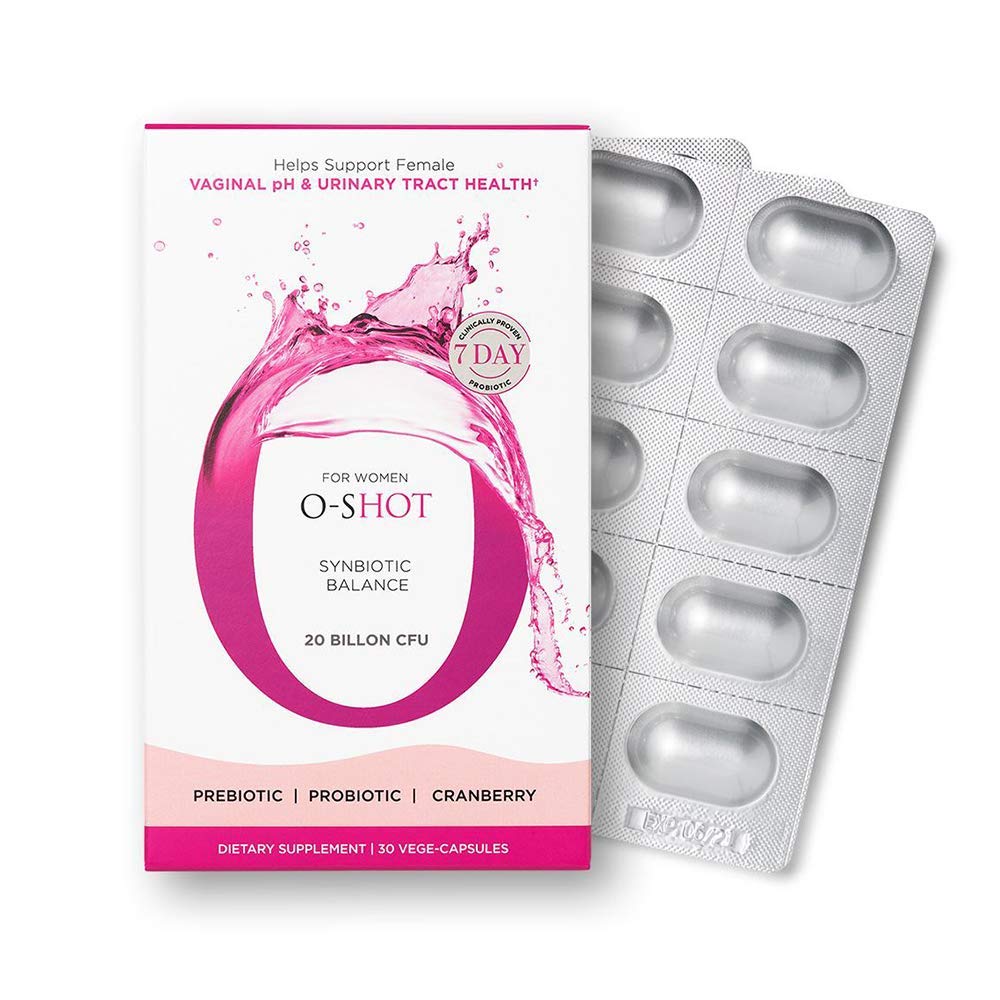 O-Shot for Woman Vaginal Probiotic + Prebiotic, Cranberry Extract, Chicory Root, Vaginal pH, Urinary Tract, Digestion, Bloating, Non Dairy, Non GMO, Gluten Free, 30 Vege-Capsules