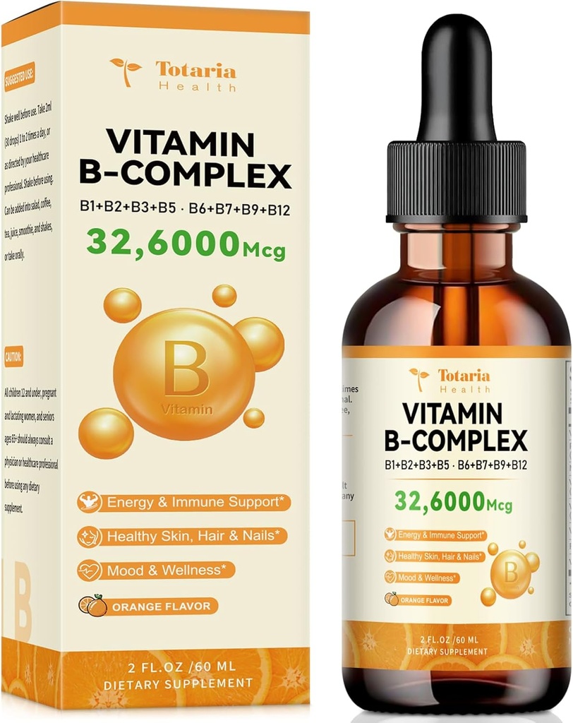 Vitamin B Complex Liquid Drops with Thiamine, Riboflavin, Niacin, Pantothenic Acid, Pyridoxine, Botin, Folic, Methylcobalamin