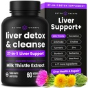 NutraChamps Liver Cleanse Detox & Repair Formula, 20+ Herbs: Milk Thistle Extract with Silymarin, Artichoke, Dandelion, Chicory Root Powder, Liver Support Pills Supplement, 60 Capsules