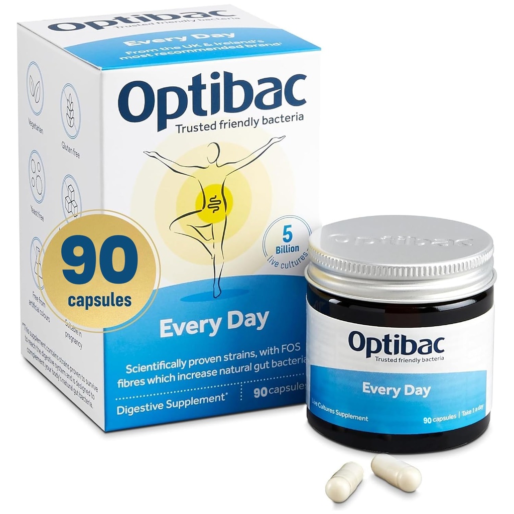 for Digestive Health, 90 Capsules | 6 Scientifically Researched Strains with 5 Billion Live Cultures | Gluten Free & Vegetarian | Supports Gut Flora & Digestive Health
