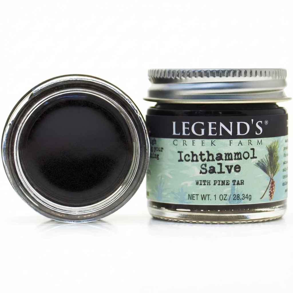 Legend’s Creek Farm Herbal Salve - Ichthammol Drawing Salve | With Pine Tar, Handmade in USA, Healing Ointment with 20% Ichthammol, Natural Balm for Stings & Splinters