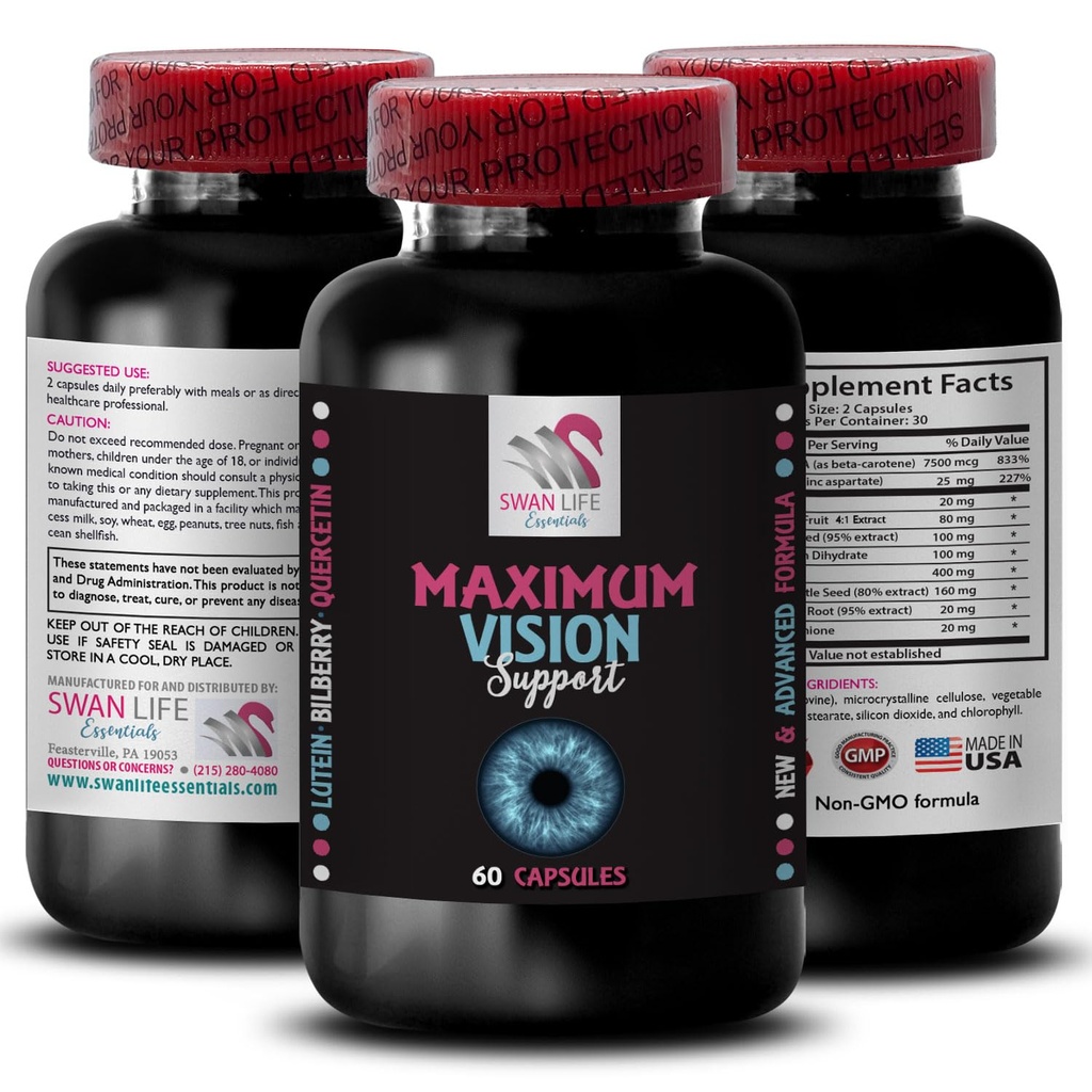 Daily Vision - Eye Vision Supplement - Crisp Sight, Better Sight, Sharp Focus, Visual Clarity, Vision Boost, Pure View, Focus Sharp, Eye Clarity, Focus Clear 1 Bottle 60 Capsules