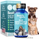 Itch Relief and Ear Infection Treatment for Dogs & Cats, Natural Ear Mites Treatment for Cats and Dogs Soothes Itchy Ears, Reduces Swelling, Otitis, Pain & Inflammation, 400 Easy to Give Tiny Pills