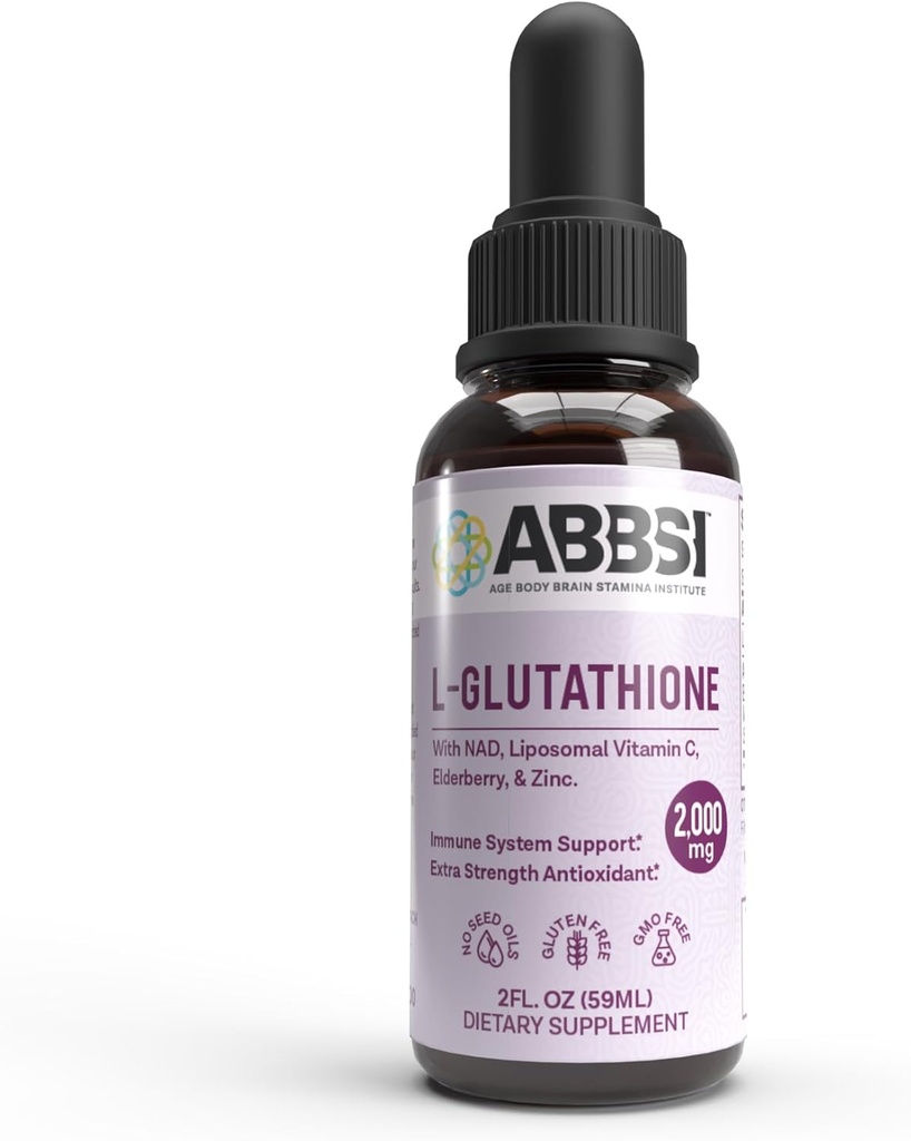 Liposomal Glutathione Liquid with NAD & Elderberry for Immune Support - 2000MG - Enhanced Absorption - Not from Seed Oil - Powerful Antioxidant - Non-GMO, Vegan, Gluten-Free - 2 fl oz