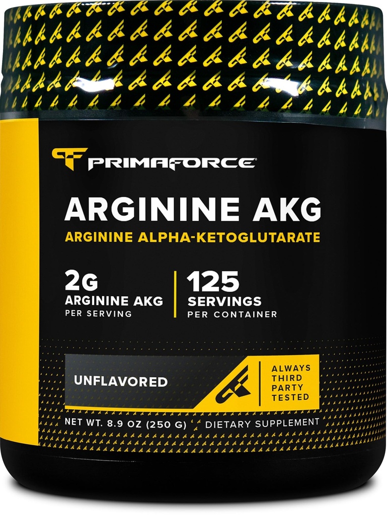 PrimaForce AAKG Arginine Powder, 250 grams (L-Arginine and Alpha-Ketoglutarate Acid) Premium Workout Supplement, Non-GMO, Vegan, Gluten Free