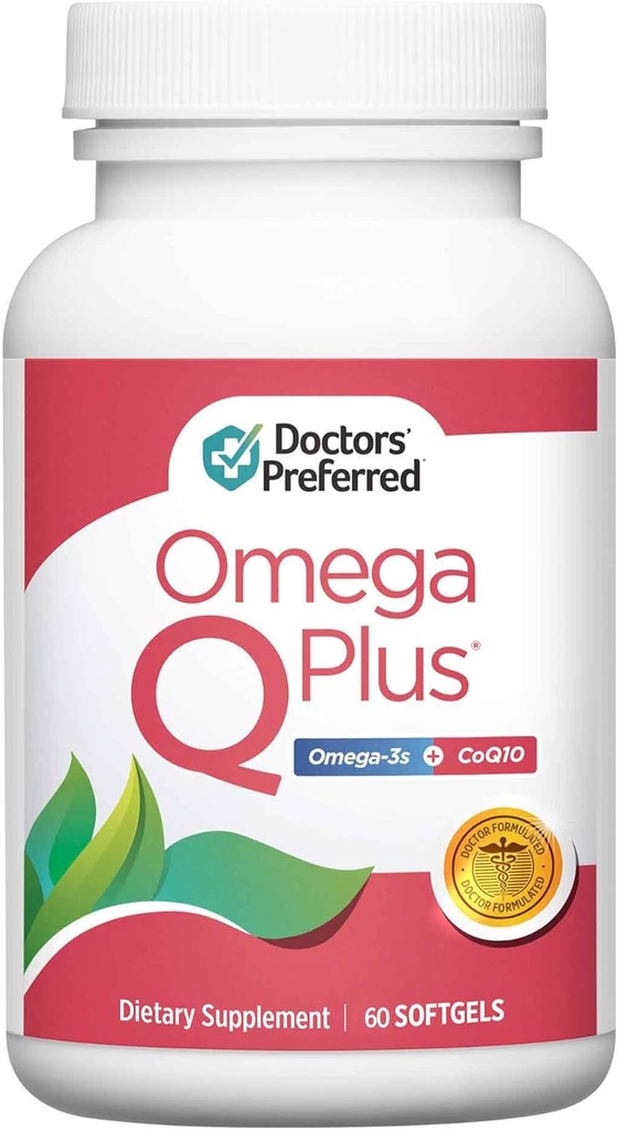 DOCTORS' PREFERRED Omega Q Plus– Omega-3 and CoQ10 Supplement Delivers Everyday Heart Health Support with 50 mg of CoQ10 and Provides Antioxidant Power (60 softgels)