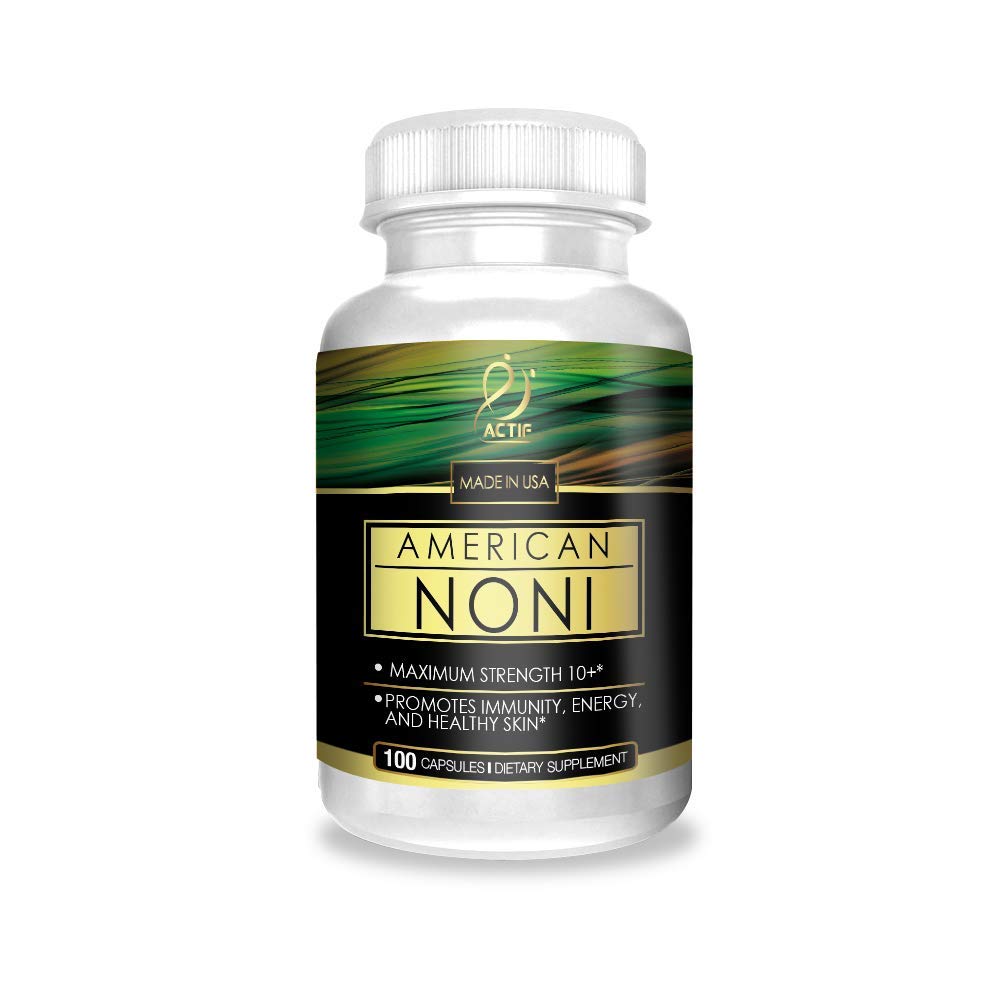 Actif Organic Noni Maximum Strength - 100% Natural Hawaiian Noni, Non-GMO, Made in USA, 100 Count