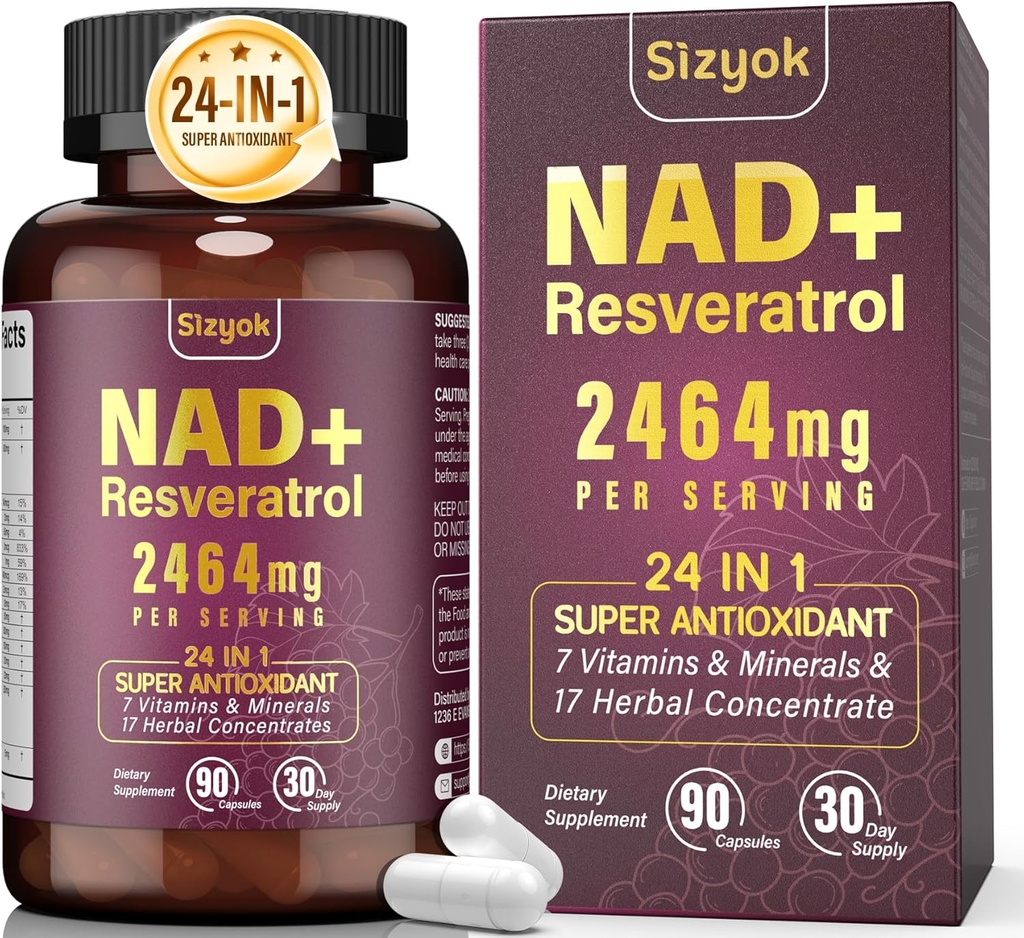 NAD Supplement, Liposomal NAD+ Supplement with Resveratrol, NAD Resveratrol Supplement - Boost NAD+ for Aging Defense, Energy, Focus - Ultra Antioxidant Capsules，182